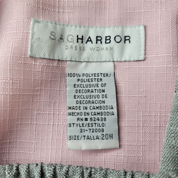 Sag Harbor Pant Suit Size 20W Gray Pink Pearls Embroidered Flowers Side Zip - Picture 10 of 12